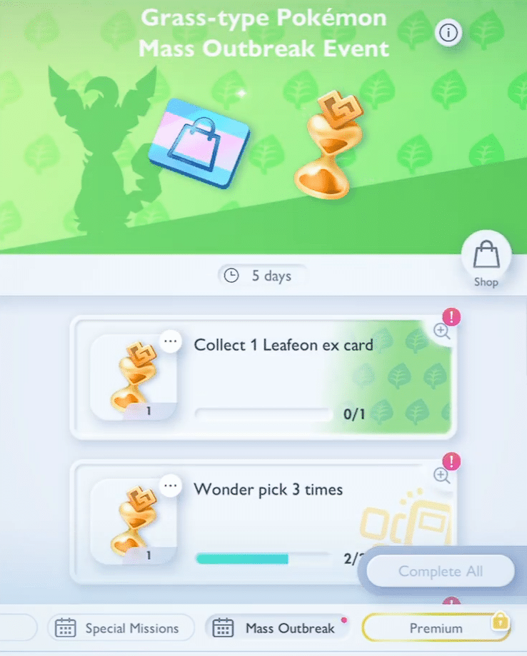 Pokemon TCG Pocket Grass Mass Outbreak Event Missions Pokemon TCG Pocket Grass Mass Outbreak