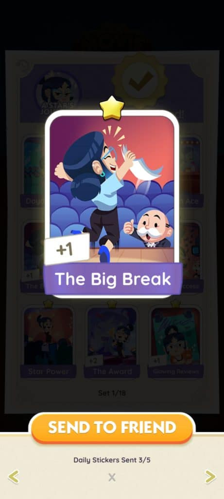 Monopoly Go A Star's Journey Monopoly Go A Stars Journey The Big Break Monopoly Go A Star's Journey: Stickers