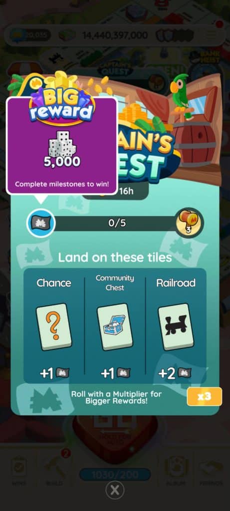 Monopoly Go Captain's Quest (March 25) Monopoly Go Captains Quest March 25 Reward Monopoly Go Captain's Quest: Rewards