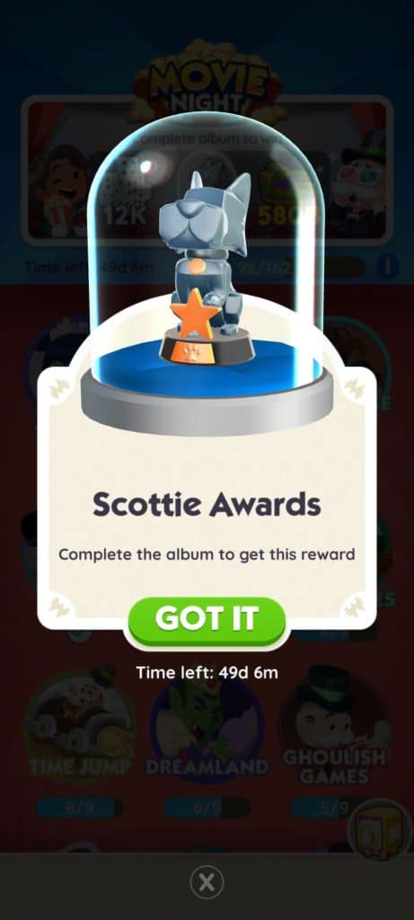 Monopoly Go Movie Night Album Monopoly Go Scottie Awards Token Monopoly Go Movie Night Album: Grand Rewards