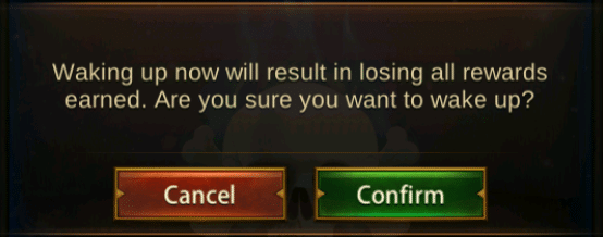 Evony Hypnos Dream Event Screenshot 2025 03 28 125351 Notification confirming the loss up rewards if waking up from dream in the Evony Hypnos Dream event