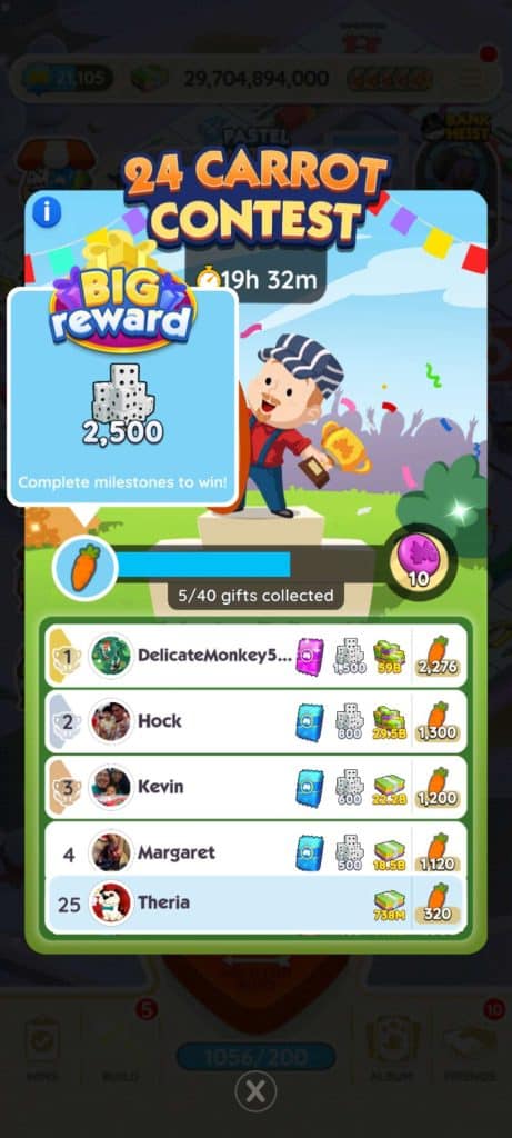 Monopoly Go 24 Carrot Contest (April 15) Monopoly Go 24 Carrot Contest April 15 Rewards Monopoly Go Carrot Contest : Rewards