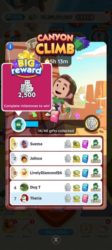 Monopoly Go Canyon Climb (March 31) Monopoly Go Canyon Climb March 31 Rewards Monopoly Go Canyon Climb: Rewards