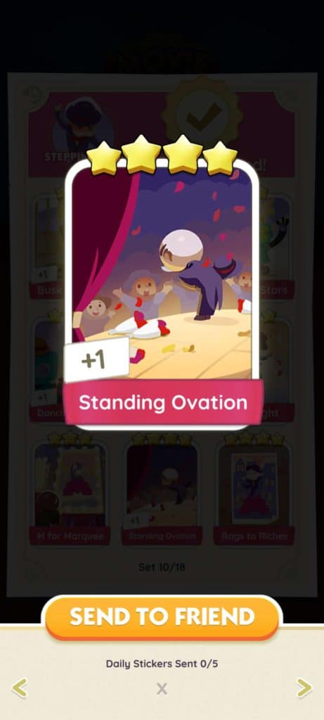 Monopoly Go Steppin Star Monopoly Go Steppin Star Standing Ovation Monopoly Go Steppin Star: Stickers