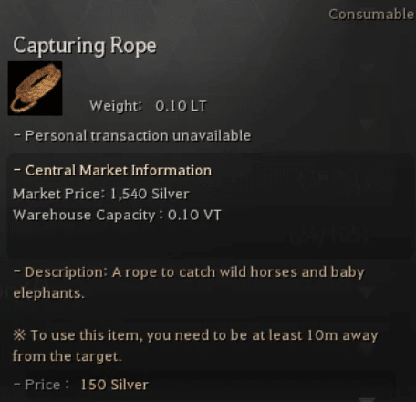 Black Desert Online Horses Guide image 1227 Black Desert Online - Capturing Rope