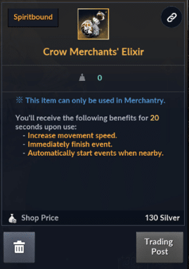 Black Desert Online Merchantry Guide image 1451 Black Desert Online - Crow Merchants' Elixir