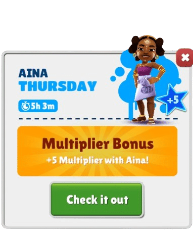 Subway Surfers Limited Character Aina Guide subwaysurfers aina thursday Subway Surfers Limited Character Aina Guide - Special Thursday