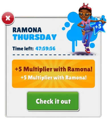 Subway Surfers Limited Character Ramona Guide subwaysurfers ramona thursday Subway Surfers Limited Character Ramona Guide - Thursday Logo