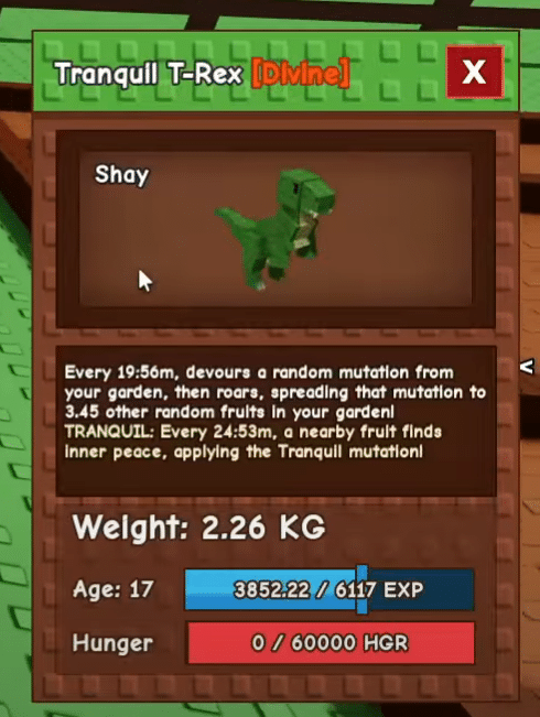 Grow a Garden Pet Shard Tranquil Grow a Garden Pet Shard Tranquil trait Grow a Garden Pet Shard Tranquil trait