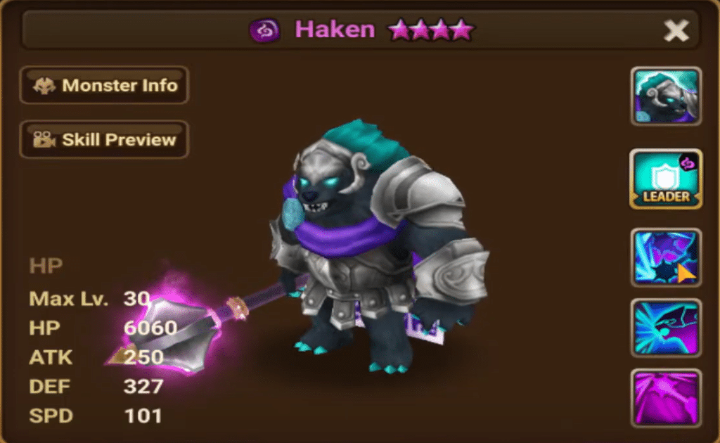 Summoners War Haken Dark Bearman Guide Haken Stats Summoners War Haken Dark Bearman Guide