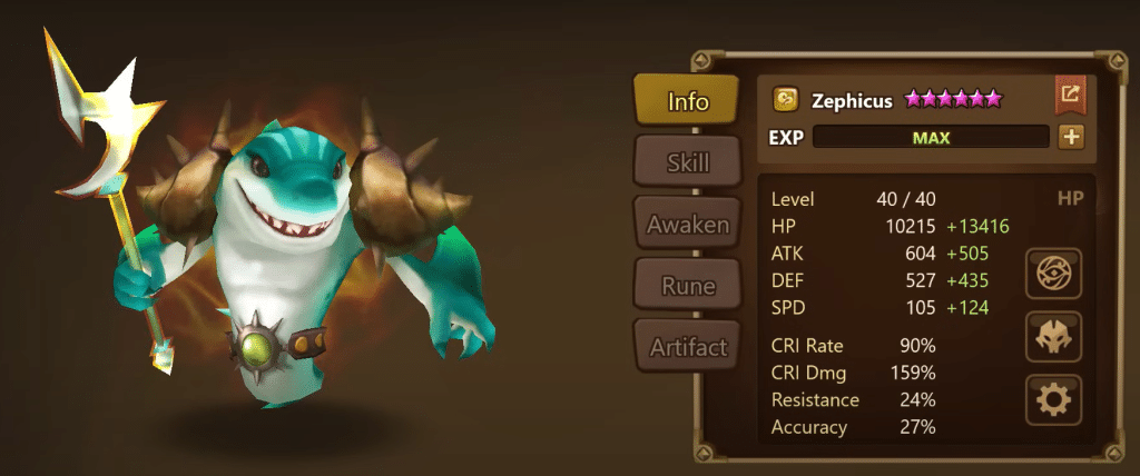 Summoners War Zephicus Wind Charger Shark Wind Shark Zep Summoners War Zephicus Wind Charger Shark