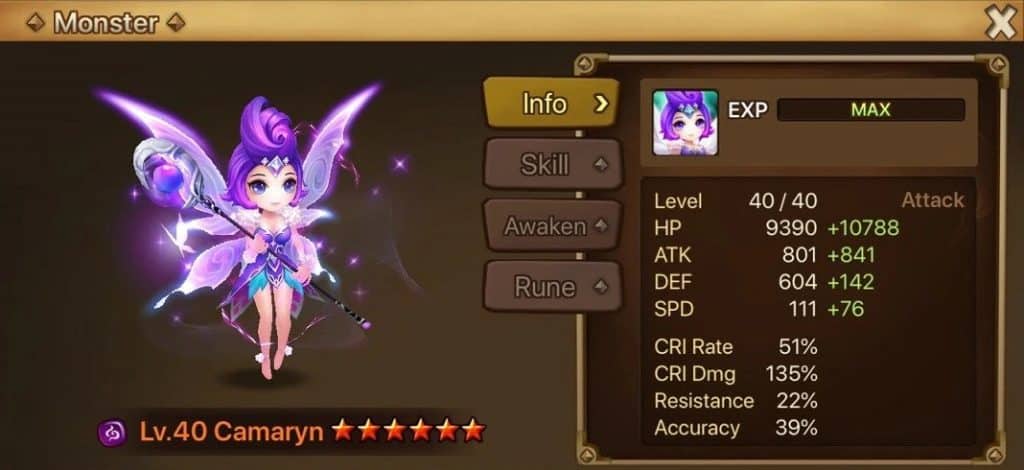 Summoners War Camaryn Dark Pixie Guide dark pixie stats Summoners War Camaryn Dark Pixie Guide