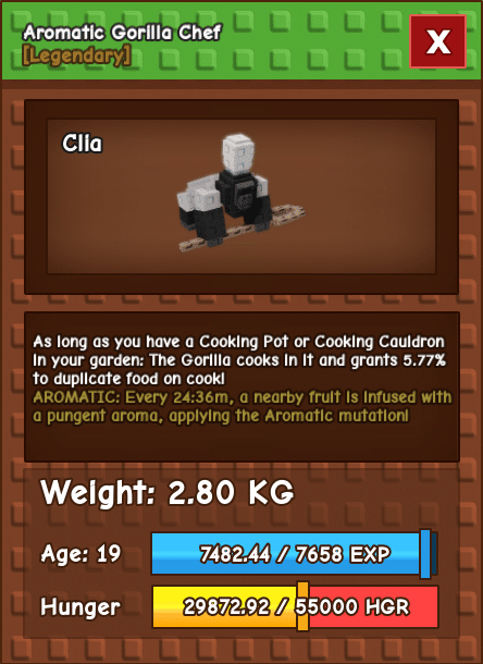 Grow a Garden Pet Shard Aromatic Aromatic Gorilla Chef Grow a Garden Pet Shard Aromatic - Aromatic Gorilla Chef